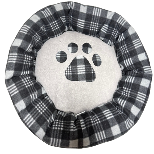 מיטה עגולה ומרופדת עם הדפס כף רגל – אפור שחור – תמונה 2