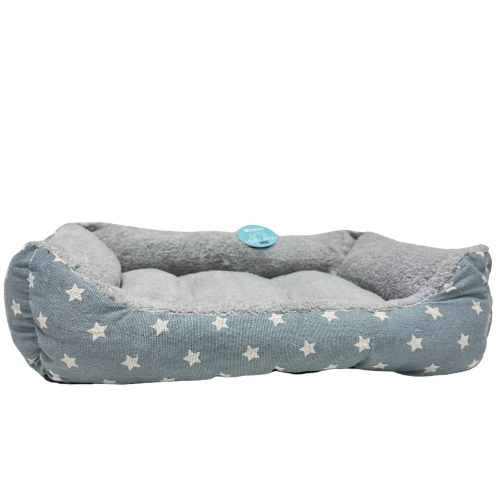 מיטת כוכבים רכה לכלב – אפור תכלת