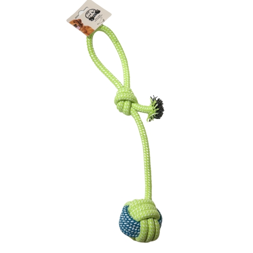 צעצוע חבל עם כדור נשיכה ומשיכה לכלב